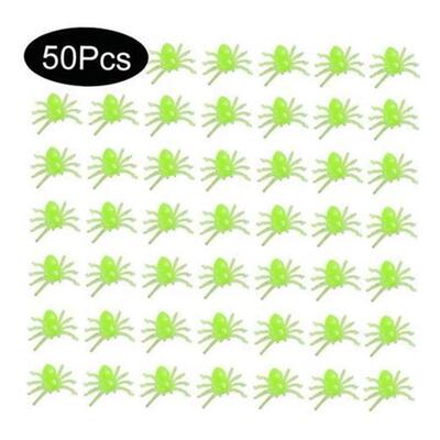 50pcs Halloween Spiders Decorations Small Black Luminous Pla