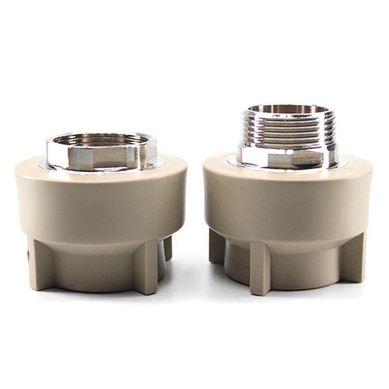 浅灰色Ppr外丝直连32 40 50 63水管大六角内齿1.0英寸2英寸加厚管