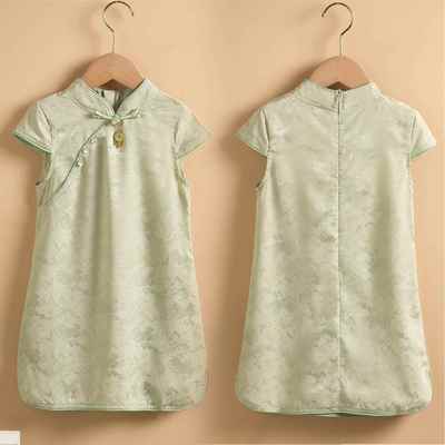 正品女童旗袍夏季2025新款岁礼服连衣裙裙红色生日中周式儿童出演