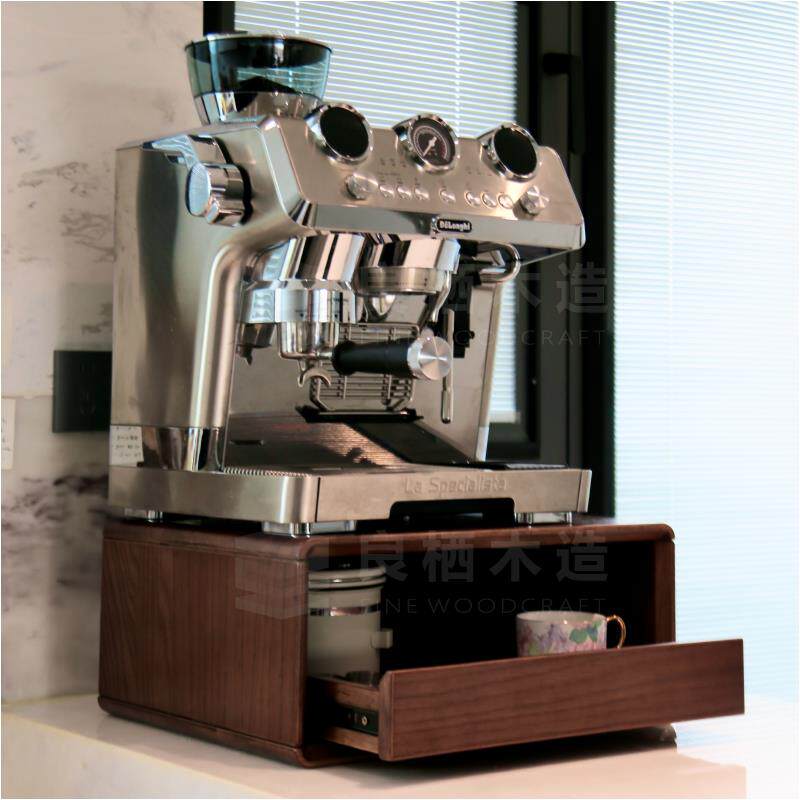 实木台面抽屉收纳柜咖啡机摆放台杯子置物架吧台厨房小电器增高架