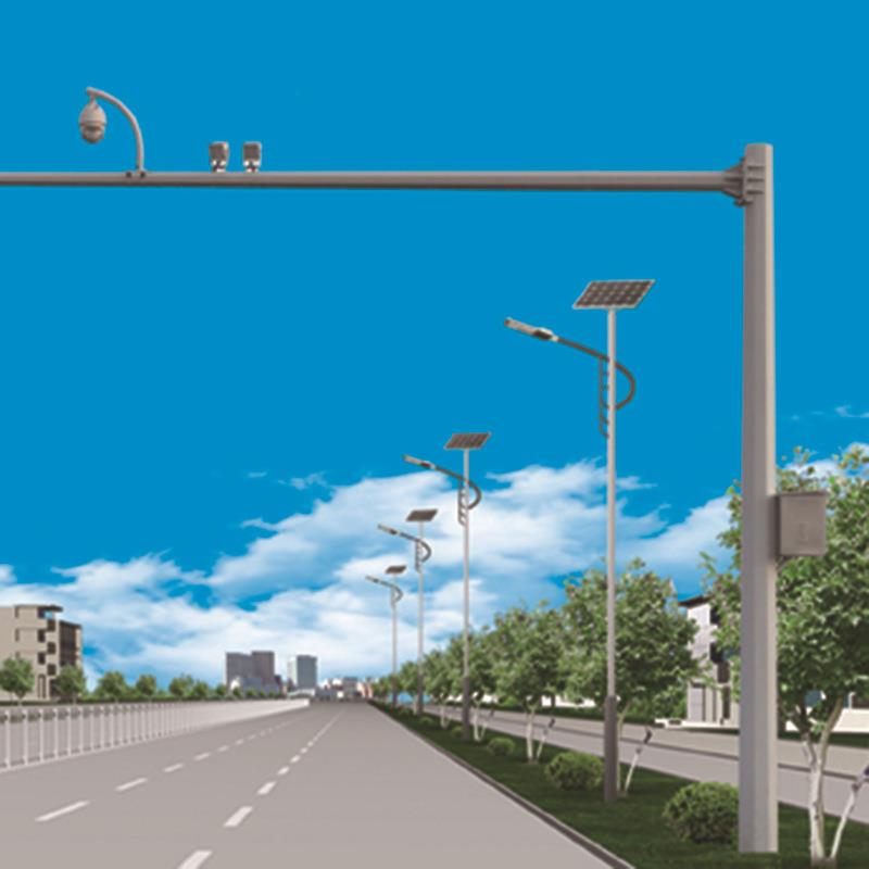 L型悬589臂监控立杆交通角路八杆不锈钢监控杆路灯杆道可定制