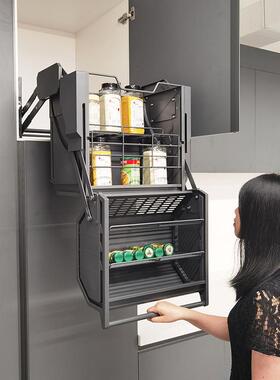 VASE新双体收纳得500深厨房冰箱顶柜橱柜升降拉篮联动下拉收纳架