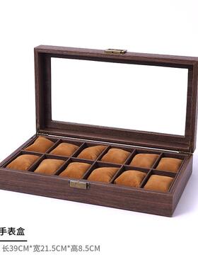 高档覆木纹皮革手收纳盒盒多表用途手表高端手表机械手表珠宝盒家