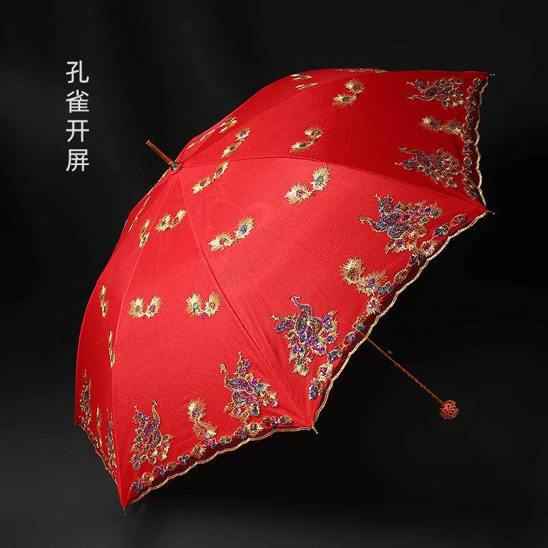 正品古风蕾丝结伞婚红婚伞新伞娘红色伞婚庆用大红伞中式婚礼红雨