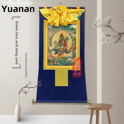 大千善缘藏传绿度母人物画像佛像唐卡挂画西藏密宗客厅藏式装饰画