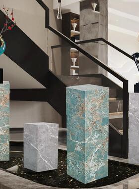 落地展示摆台岩板底座客厅玄关电视柜立柱花架石墩子大理石增高台