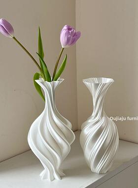 3D打印花瓶饰品丝绸白色花瓶客厅茶几新型中国风高端花瓶水培装饰