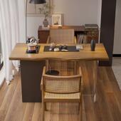 新中式 实木茶简约桌木茶原台办公室阳台茶LJK桌茶椅客厅创意功夫