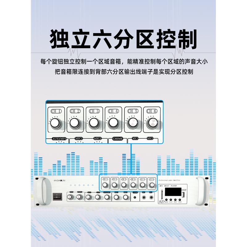 今世盾蓝牙功放机家用大功率专业功放店铺校园广播定压分区公放器