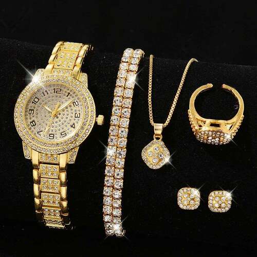 Luxury Women Gold Watch Fashion Ladies Quartz Diamond Wristw