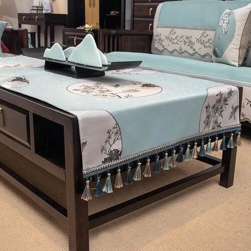 新中式桌旗茶几桌布巾现代防滑长条茶旗电视柜茶台布客厅装饰定制