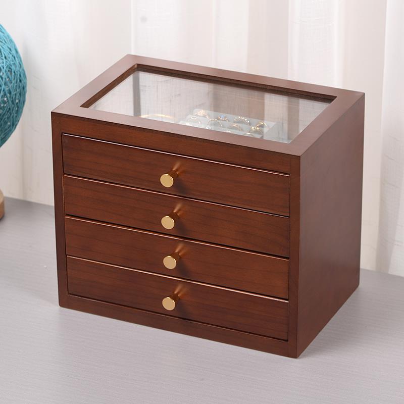高档简约高实木欧三金首饰盒高级抽屉档木式质饰式品首饰收纳盒轻