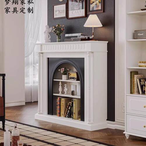 法式古客复厅壁炉柜美式色装饰柜白摆件玄关826靠墙家用大装厅饰