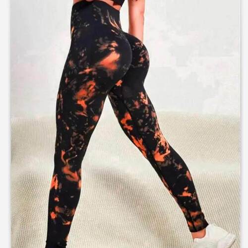 High waisted seamless tie dyed yoga pants 高腰无缝扎染瑜伽裤