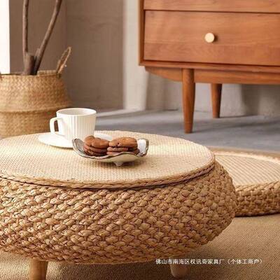 榻榻AKR米网红茶几窗小飘桌储子炕桌卧室家用简约窗矮台地桌藤编