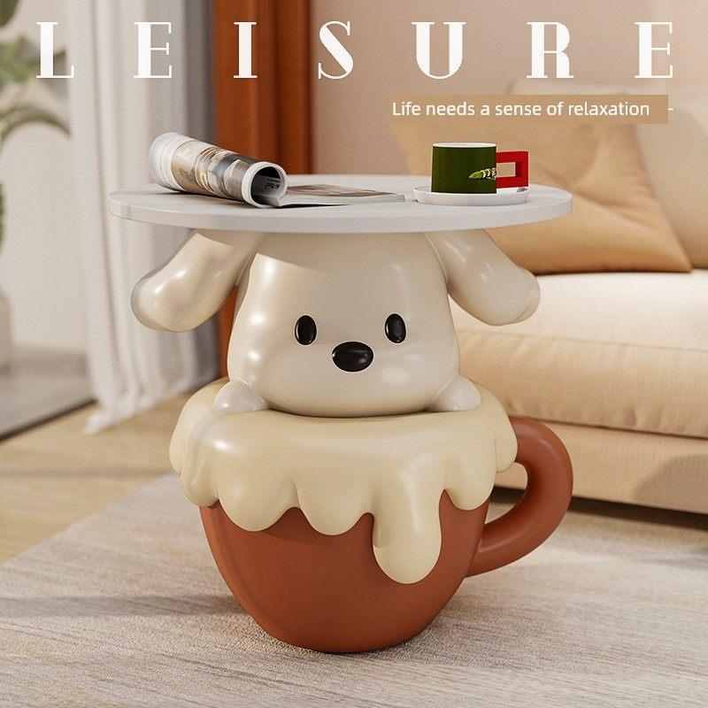 可爱茶杯犬动物边几客厅茶几沙发旁角几卧室儿童房置物边柜床头柜