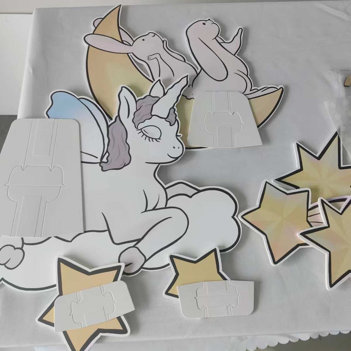 生日派对淡紫色ins手绘道具宴kt桌面装饰百日板海洋美人鱼主题