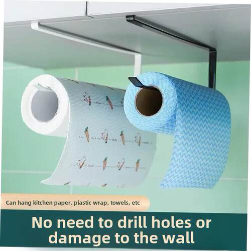 Non-perforated kitchen paper towel rack under cabinet hanger