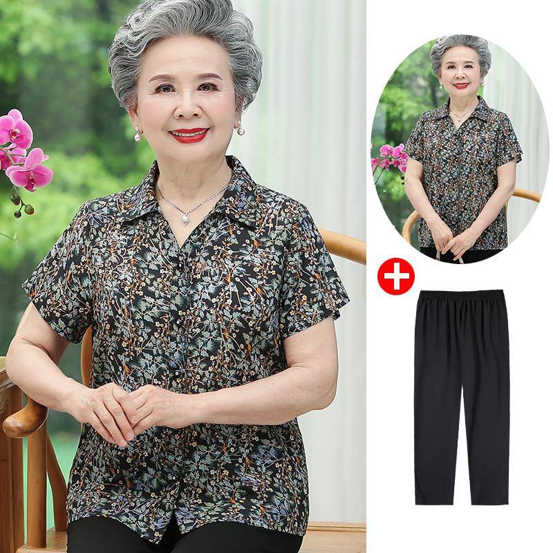 采购产品100%桑蚕丝夏季老人服装,妇女短袖衬衫,妈妈和妻子的丝