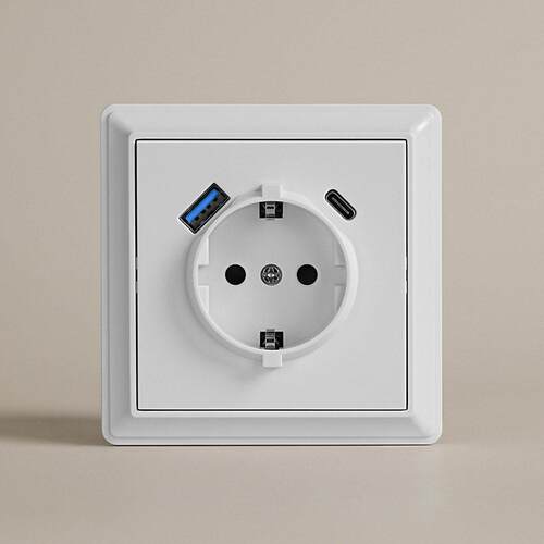 欧规90型德国快充插座PD 20W墙壁插座USB-A Type-C德插250V 16A