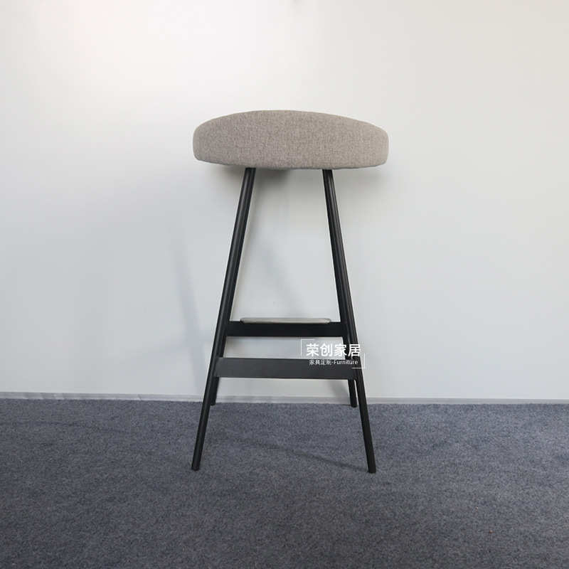 北欧现代简约餐厅酒吧布艺高脚凳创意奶茶店金属铁架吧台椅子吧椅