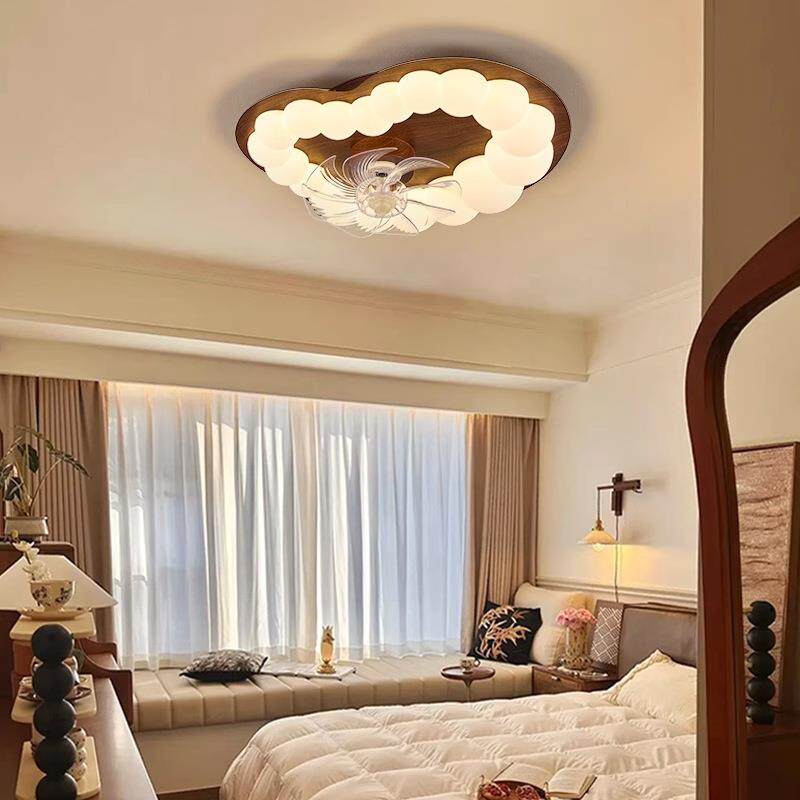 2026新款风扇灯卧室吸顶灯新款摇头电扇灯智能一体房间电风扇灯