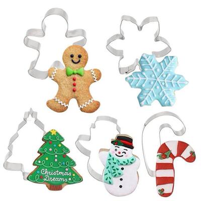 5Pcs/set Christmas Cookie Cutter Gingerbread Xmas Tree Mold