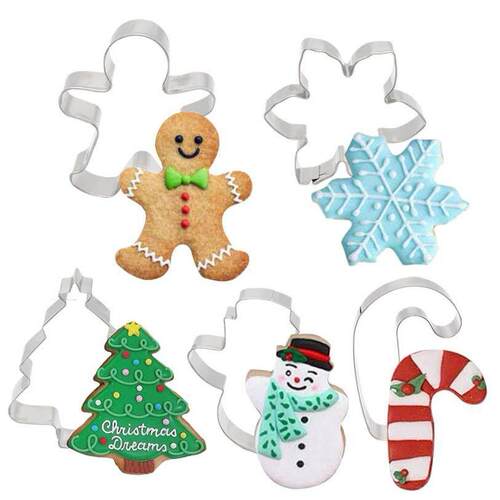 5Pcs/set Christmas Cookie Cutter Gingerbread Xmas Tree Mold