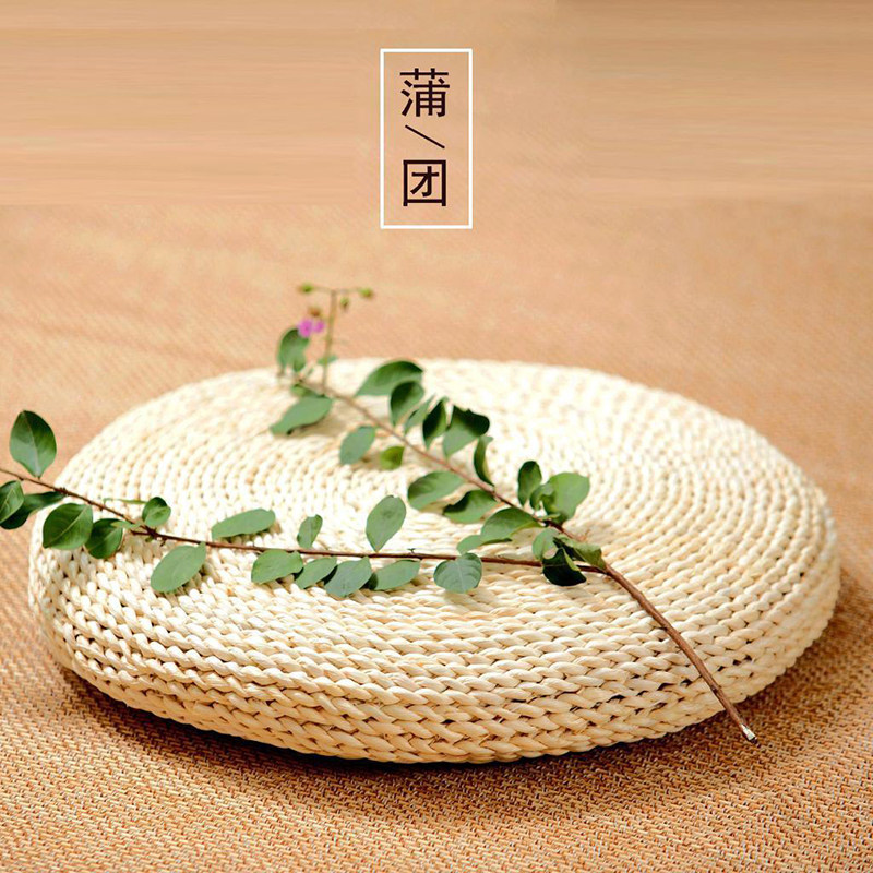 手工蒲垫打座垫草编藤编垫大小瑜伽圆垫加厚蒲草垫禅坐坐垫蒲垫禅