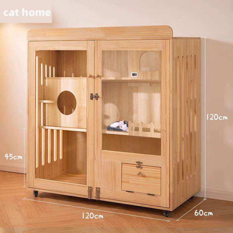 【实木】E0级进口松木猫别墅家用 室内猫窝猫屋 猫舍猫柜猫房