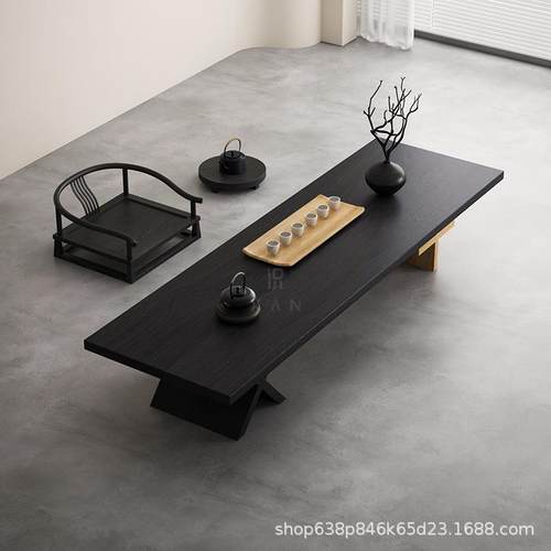 日式茶桌诧寂实风木家用台碳化黑色榻榻茶几白蜡木客厅BBI茶大米