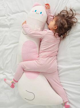 纯棉粉色猫咪抱枕儿童侧上睡夹腿枕安抚长条抱床成人女IFT生睡觉