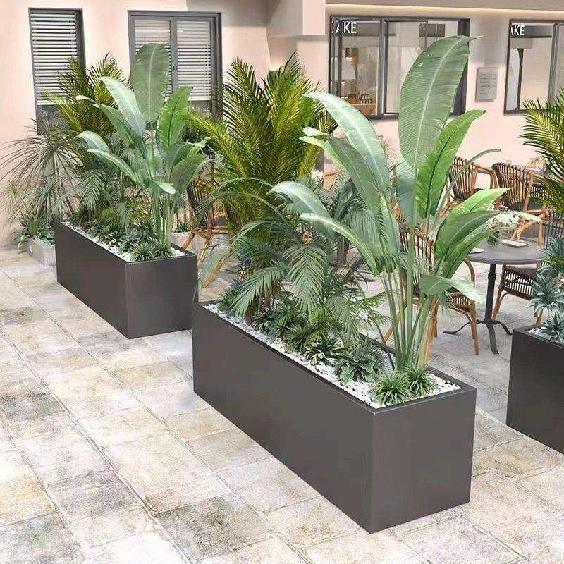 户外不锈钢花箱组合商业街酒店外摆花槽隔断铁艺花池广场花坛市政