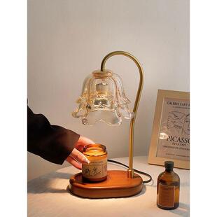 法式 饰品摆件 复古铃兰开花融蜡灯卧室床头香薰灯摆件创意融烛灯装