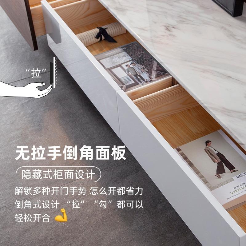 高端理石茶几电视柜大组正合方轻奢形家用实木茶几客厅整GUE装烟