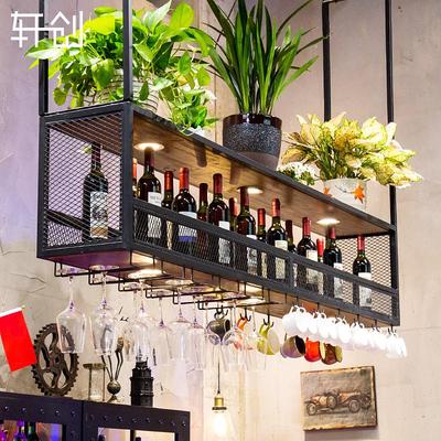 铁艺吧台吊架悬挂式酒架置物架家用吊柜倒挂高脚杯架酒吧装饰酒柜