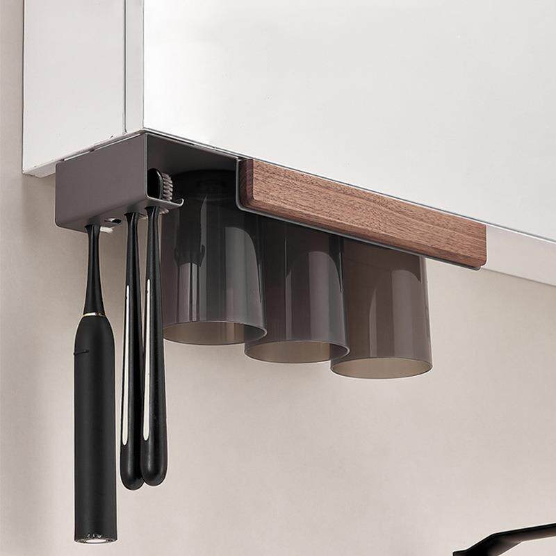 卫生间牙刷置物架镜柜下牙刷架磁吸漱口杯电动牙刷架子牙具收纳架