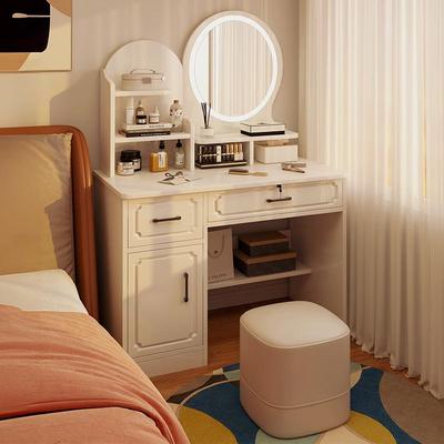 奶油梳妆台2025新款网红卧室简约现代家用小户型收纳柜轻奢化妆桌
