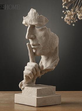 创意雕塑沉默是金工艺品办公室客厅艺术品摆设简约现代装饰品摆件