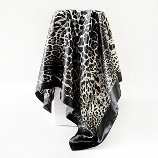 Leopard print silk scarf women headscarf 90cm shawl 女头巾
