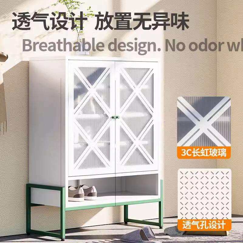 新款钢制网门鞋柜轻奢高级感古典意式家用门口阳台入户防尘储物柜