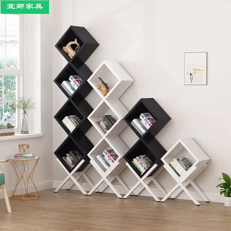 北欧创意组合书柜铁艺儿童书架置物红酒落地式收纳架现代文件柜