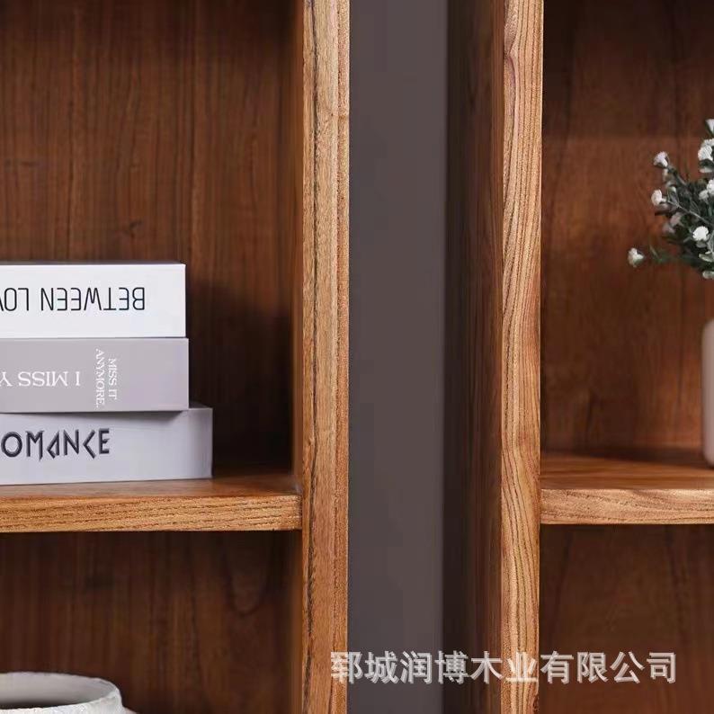 老榆木方格子书架自由组展柜子合木古桌面小置物复储物柜示实简易