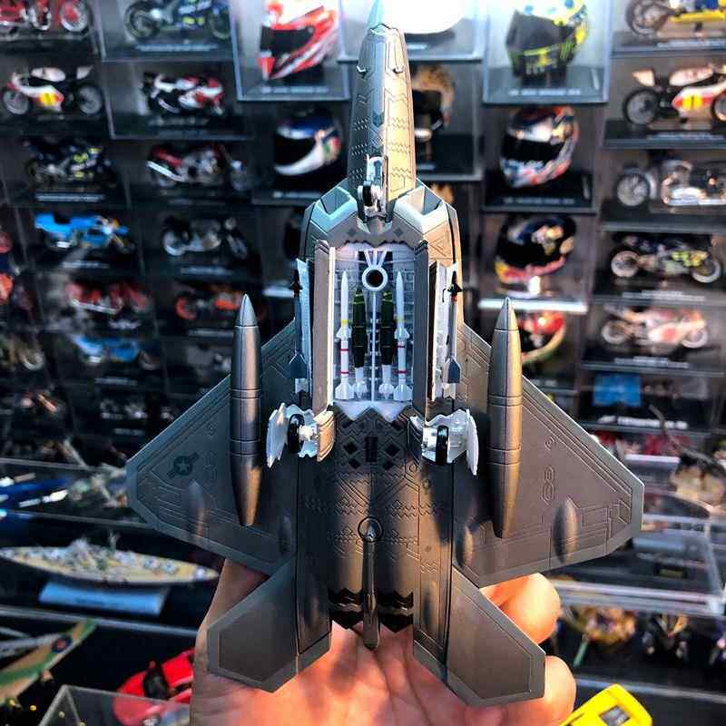 高档合金飞战机F22猛禽隐形斗机成品金属模型带武器架起舱支架落