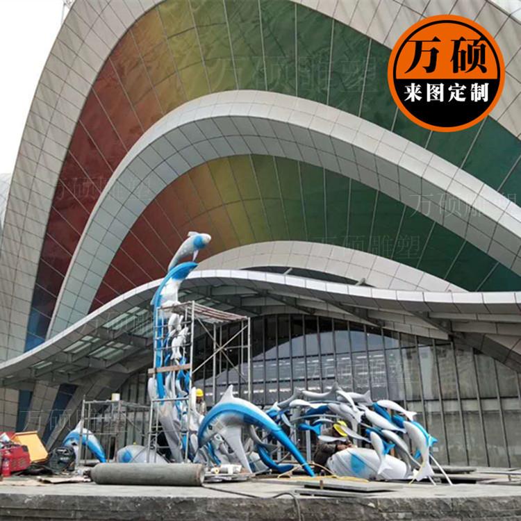 不锈钢鱼群雕塑 商场广场不锈钢美陈雕塑装饰景观摆件 金属鱼雕塑