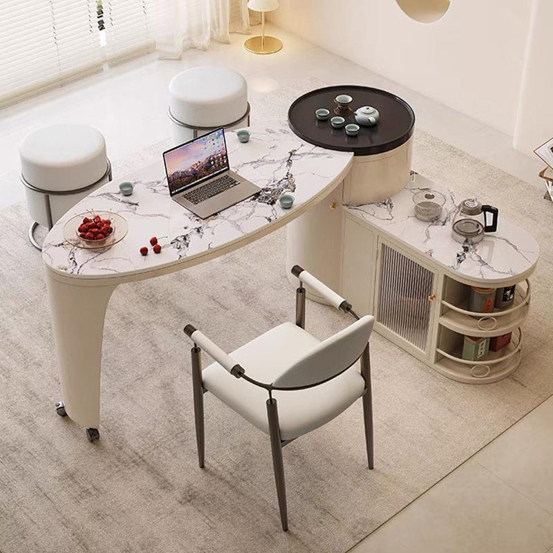 轻奢岩板茶桌椅组合现代家用旋转茶台带储物茶桌烧水壶一体泡茶桌