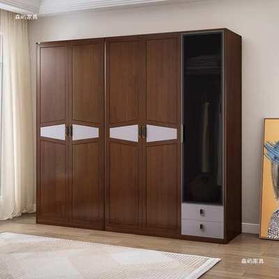 北欧实木衣柜对开门储物柜小户型两门三门衣柜现代简约卧室大批发