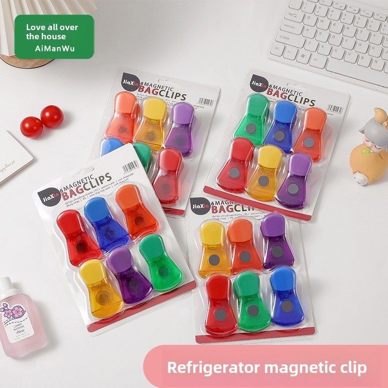 彩色多功能零食塑料袋密封夹冰箱磁性贴纸照片夹6包防滑固定夹,厨房/烹饪用具,封口夹,淘宝优惠券,粉丝福利购,淘宝优惠卷