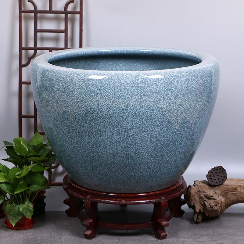 景德镇陶瓷裂纹釉鱼缸开片养金鱼缸乌龟缸睡莲盆荷花缸碗莲缸大号
