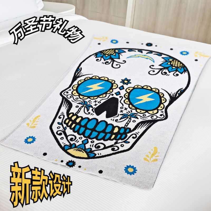 万圣毯沙发盖毯纯色客厅搭毯儿童卧室装饰毯子北欧风骷髅毯休闲毯
